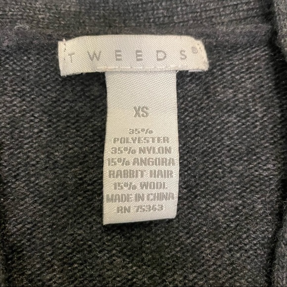 Tweeds Charcoal Gray Knit One Button Cardigan Sweater 
Size XSmall - Picture 5 of 5